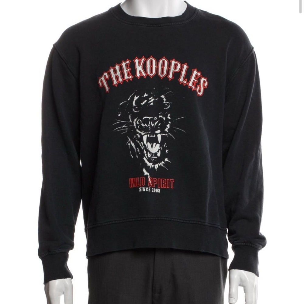 The Kooples Black Sweatshirt with Panther and Red Accents